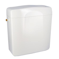 Réservoir de chasse attenant blanc, double volume