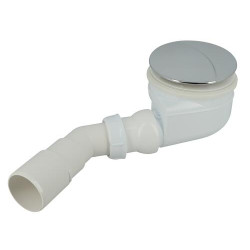 Bonde receveur de douche TURBOFLOW® Ø90 mm, capot ABS chromé, sortie horizontale