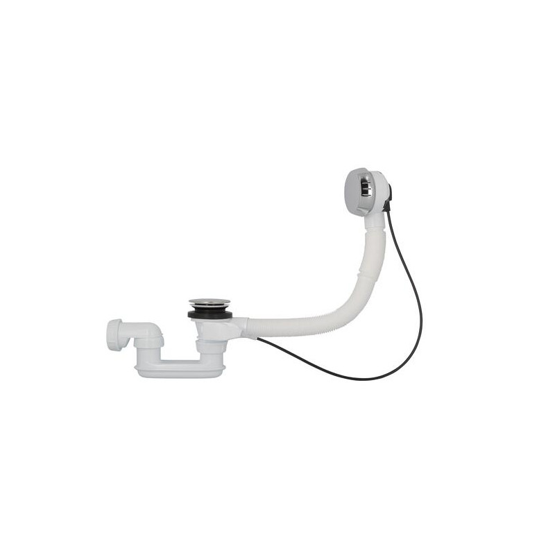 Vidage de baignoire à câble, clapet inox recouvrant Ø 70, volant ABS chromé