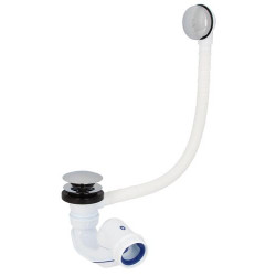 Vidage baignoire EASYCLIC®, commande pied, avec trop-plein, clapet laiton chromé