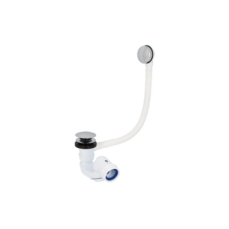 Vidage baignoire EASYCLIC®, commande pied, avec trop-plein, clapet laiton chromé