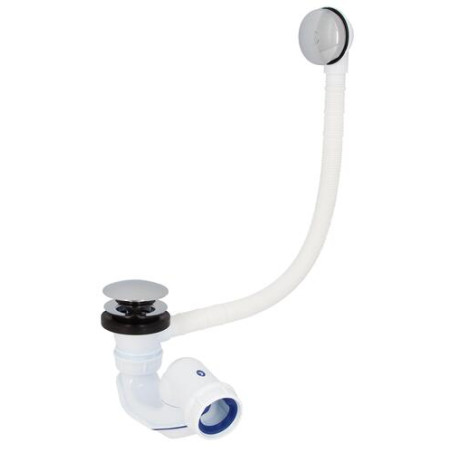 Vidage baignoire EASYCLIC®, commande pied, avec trop-plein, clapet laiton chromé