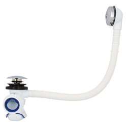 Vidage baignoire EASYCLIC®, commande pied, avec trop-plein, clapet laiton chromé