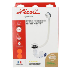 Vidage baignoire EASYCLIC®, commande pied, avec trop-plein, clapet laiton chromé