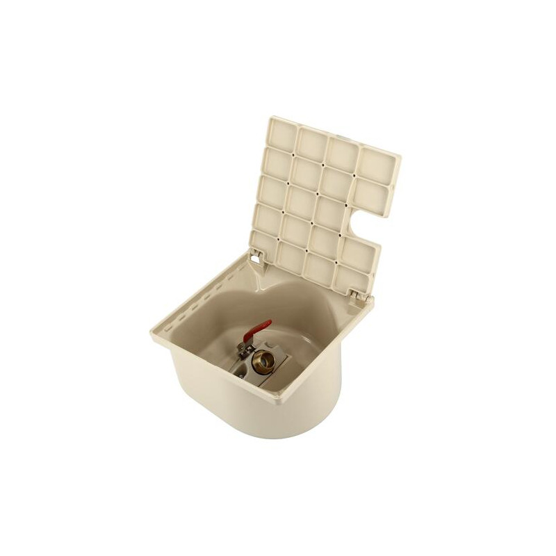 Bouche d'arrosage carrée sable avec vanne 1/4 tour mâle-femelle 3/4''