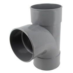 Culotte simple 45°, femelle-femelle, à coller, gris, en PVC