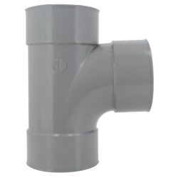 Culotte simple 45°, femelle-femelle, à coller, gris, en PVC