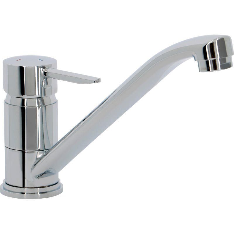 Mitigeur pour évier, chromé, bec standard, norme NF, cartouche céramique Ø35 mm - VODA