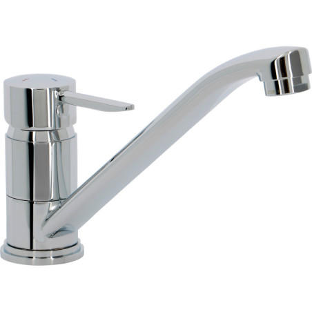 Mitigeur pour évier, chromé, bec standard, norme NF, cartouche céramique Ø35 mm - VODA