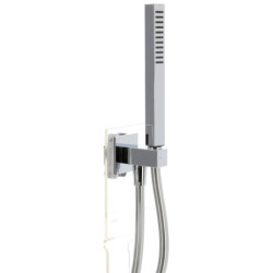 Kit douchette métal chromé carrée-sortie d'eau-support et flexible