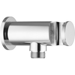 Support+prise eau ronde métal cr