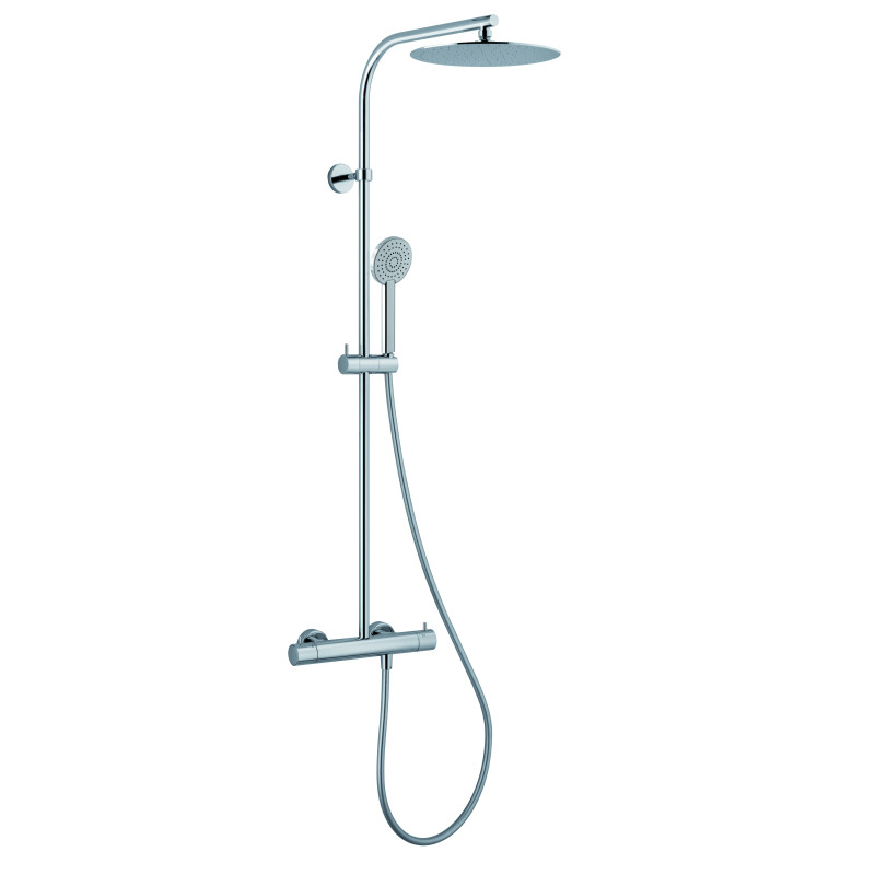 Système de douche NF, mitigeur thermostatique corps "froid". 250mm métal