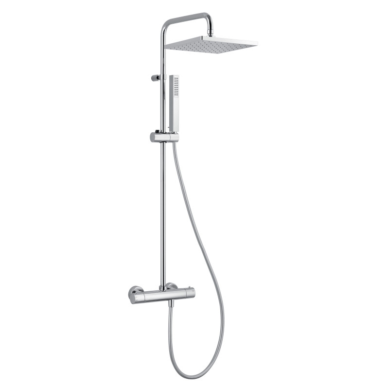 Système de douche thermostatique carrée WATA chromé - corps "froid" - pomme ABS