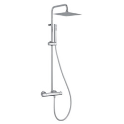 Système de douche thermostatique carrée WATA chromé - corps "froid" - pomme méta