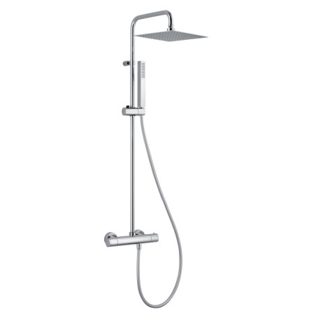 Système de douche thermostatique carrée WATA chromé - corps "froid" - pomme méta
