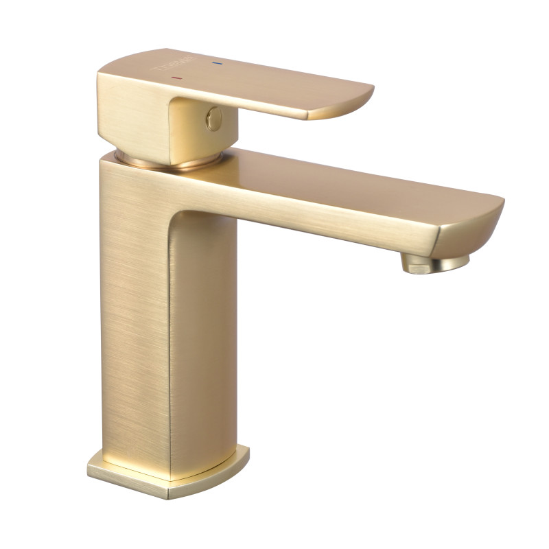 Mitigeur pour lavabo DOUR laiton brossé - vidage clic-clac laiton assorti