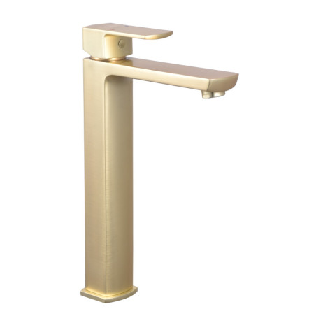 Mitigeur haut pour lavabo DOUR laiton brossé - vidage clic-clac laiton assorti