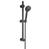 Barre de douche noire à fixation réglable avec douchette 1 jet + flexible - AGHE