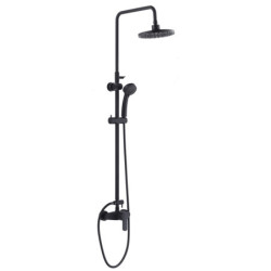 Système douche mécanique noire, pomme 200mm, douchette 2 jets - MIZU