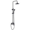 Système douche mécanique noire, pomme 200mm, douchette 2 jets - MIZU