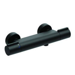 Mitigeur thermostatique douche noir PACT, corps froid, croisillons métal