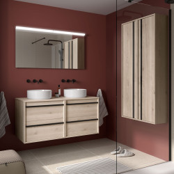 Meuble ATTILA 4 tiroirs double vasque + plan