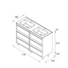 Meuble ATTILA 6 tiroirs double vasque