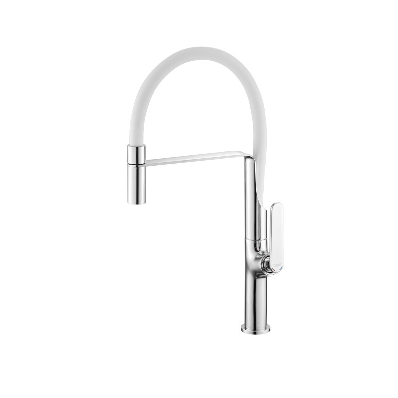 Mitigeur avec bec flexible pour évier, TUBIG blanc