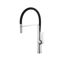 Mitigeur avec bec flexible pour évier, TUBIG chromé/noir, réf. TUB13N