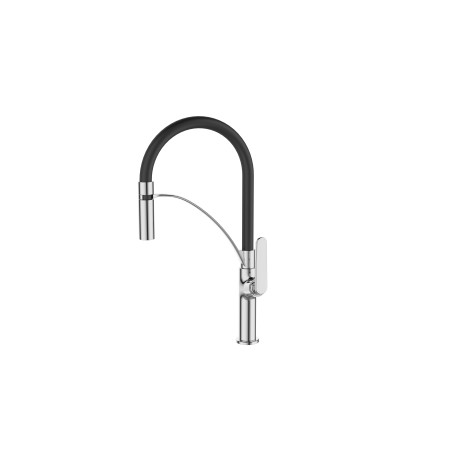 Mitigeur avec bec flexible pour évier, TUBIG chromé/noir, réf. TUB14N
