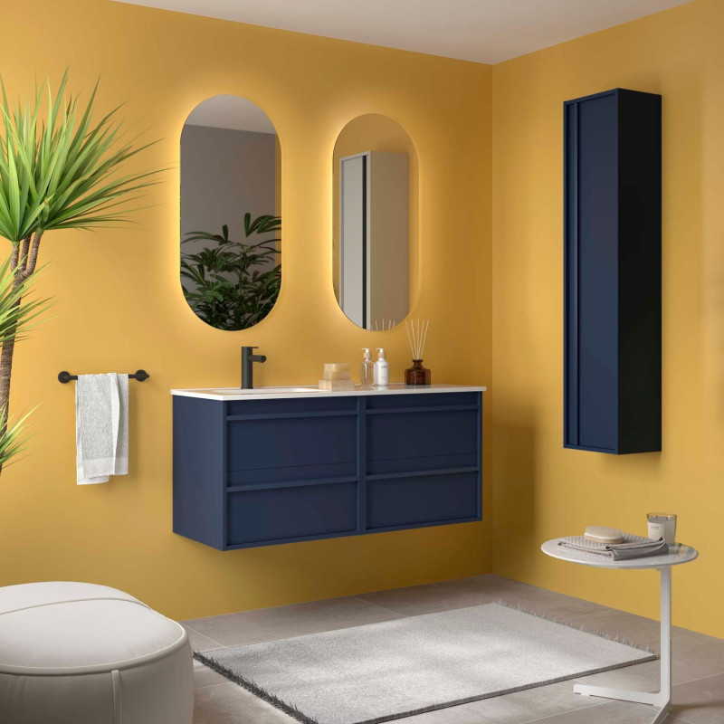 Bleu Satiné · Vasque à Gauche · Sans miroir