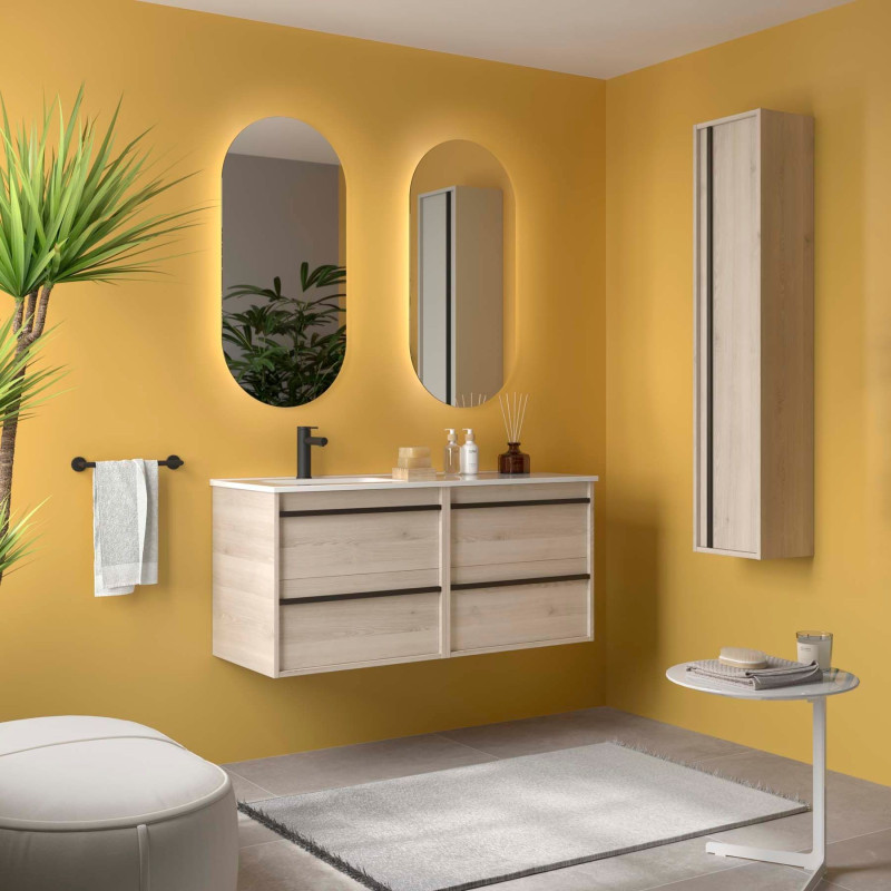 Chêne Naturel · Vasque à Gauche · Sans miroir