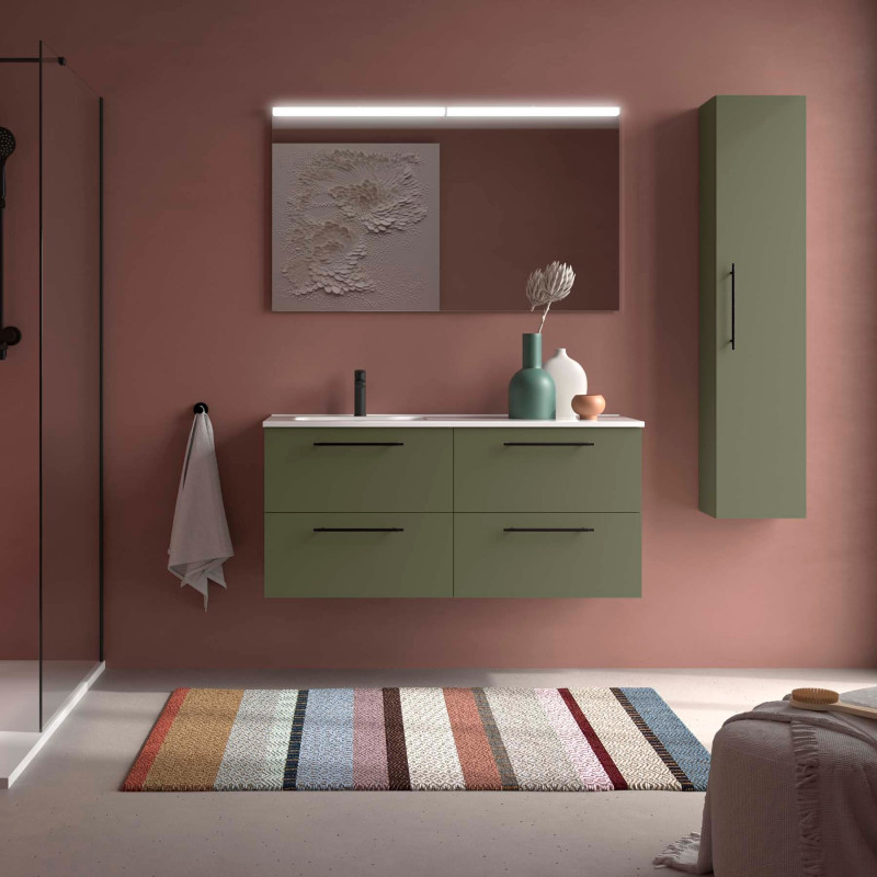 Vert Satiné · Vasque à Gauche · Sans miroir