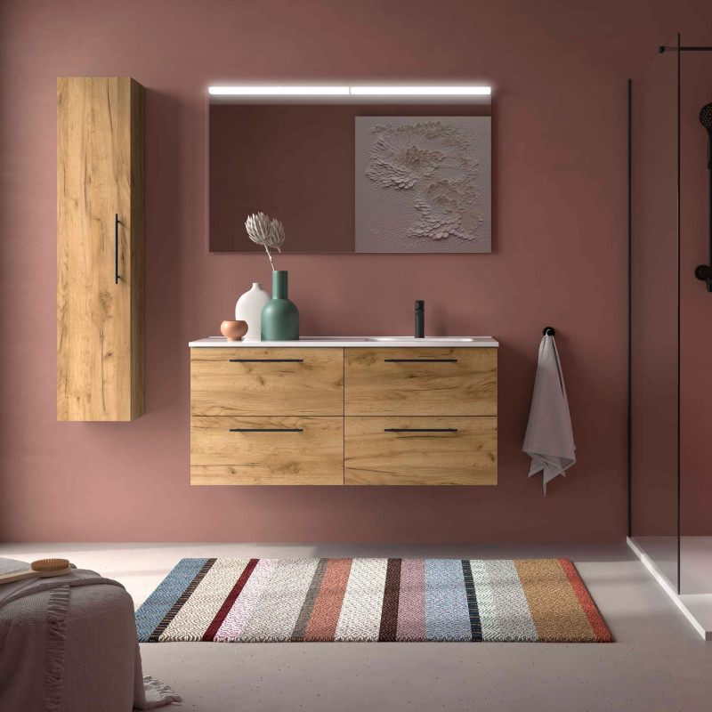 Chêne Africain · Vasque à Droite · Sans miroir