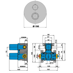Mitigeur douche thermostatique encastré rond