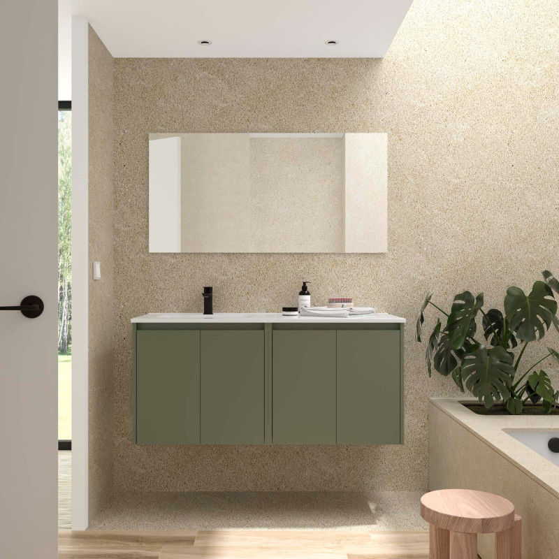 Vert Satiné · Vasque à Gauche · Avec miroir