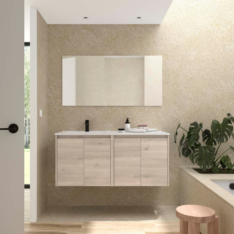 Chêne Naturel · Vasque à Gauche · Avec miroir
