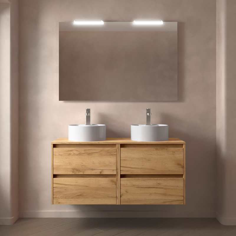 Meuble NOJA 4 tiroirs double vasque + plan