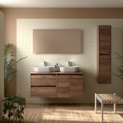 Meuble NOJA 2 tiroirs 2 portes double vasque + plan