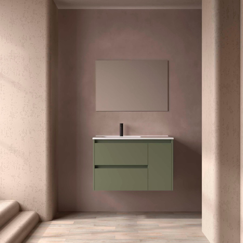 Vert Satiné · Vasque à Gauche · Sans miroir