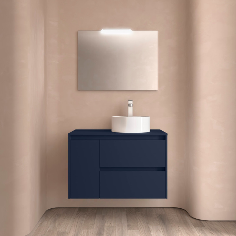 Bleu Satiné · Vasque à Droite