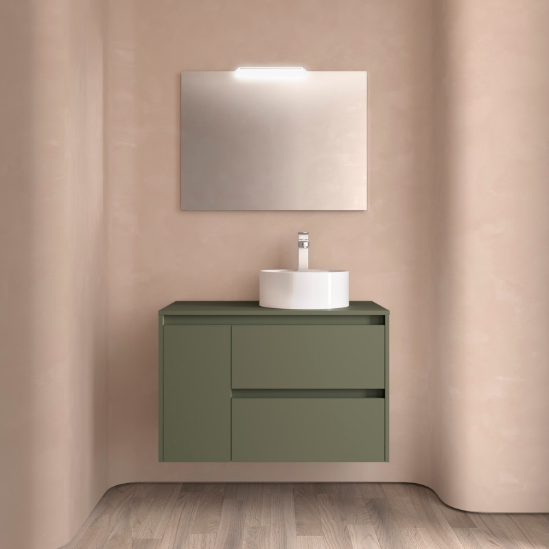 Vert Satiné · Vasque à Droite