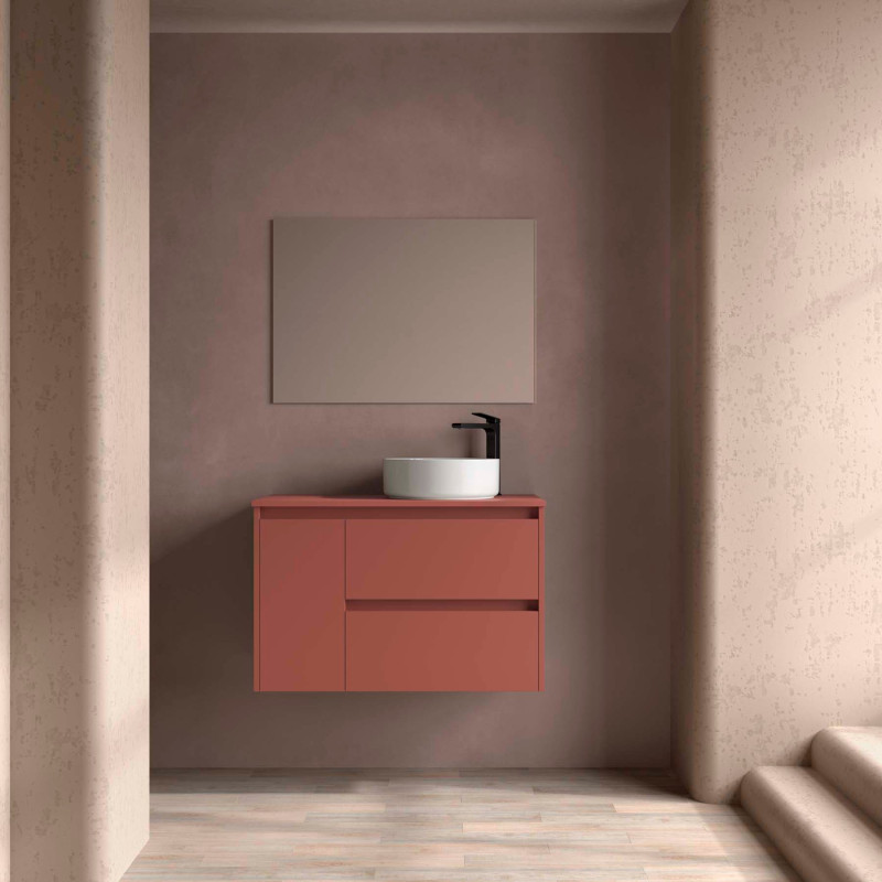 Rouge Satiné · Vasque à Droite