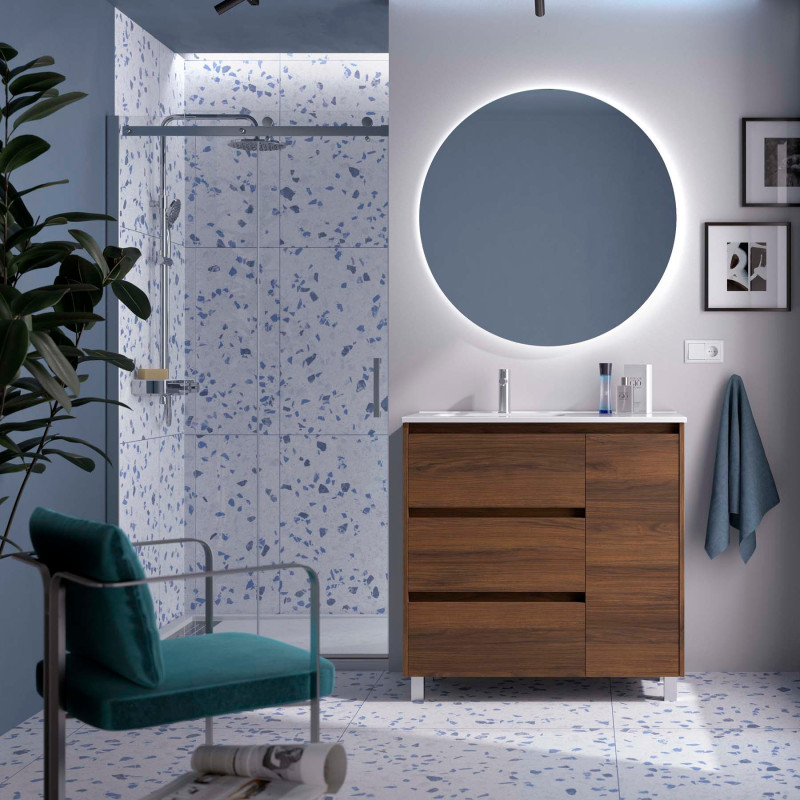 Noyer Maya · Vasque à Gauche · Avec miroir