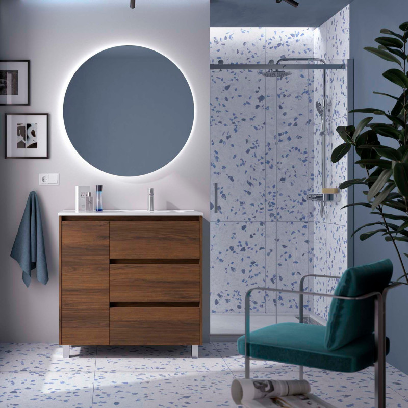 Noyer Maya · Vasque à Droite · Avec miroir