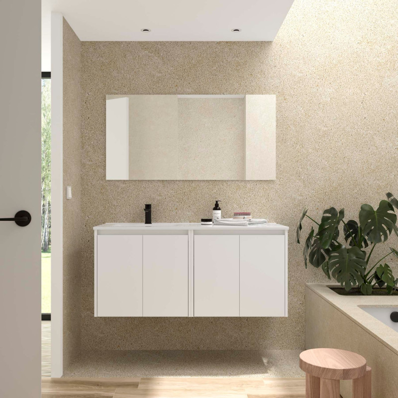 Blanc Satiné · Vasque à Gauche · Sans miroir