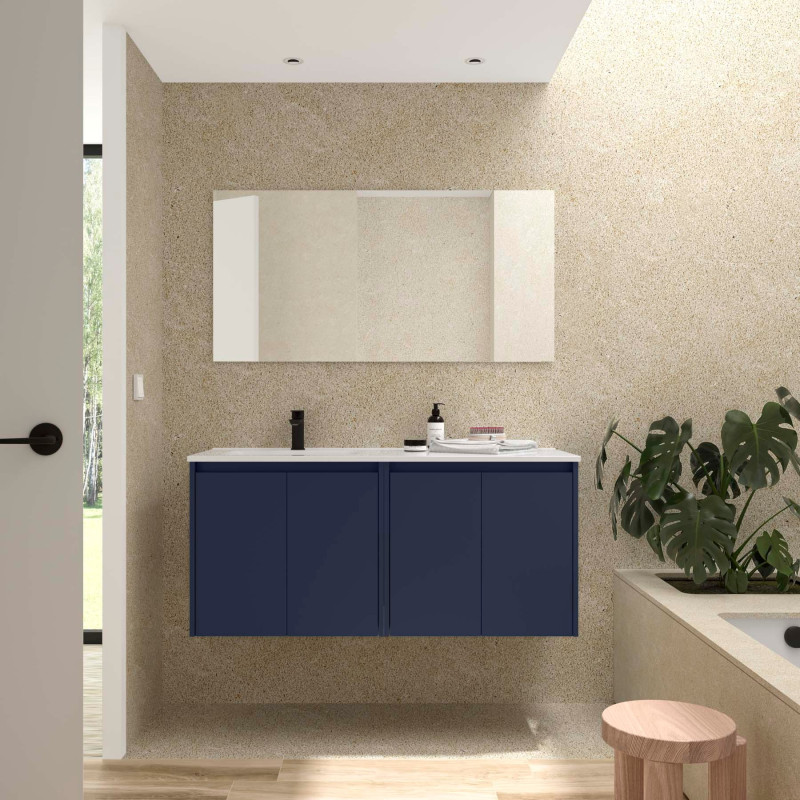 Bleu Satiné · Vasque à Gauche · Sans miroir