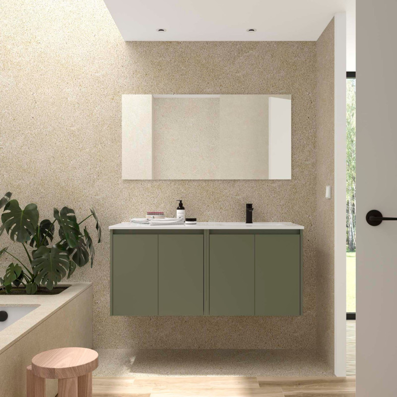 Vert Satiné · Vasque à Droite · Sans miroir
