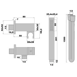 Kit duplex prise d'eau murale dax flex pvc douchette 957a