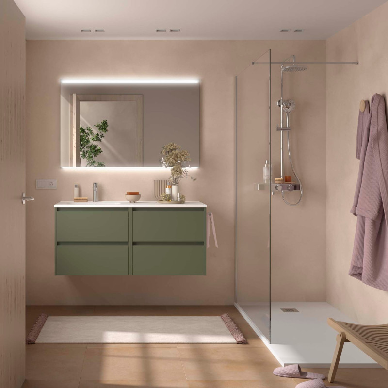 Vert Satiné · Vasque à Gauche · Sans miroir